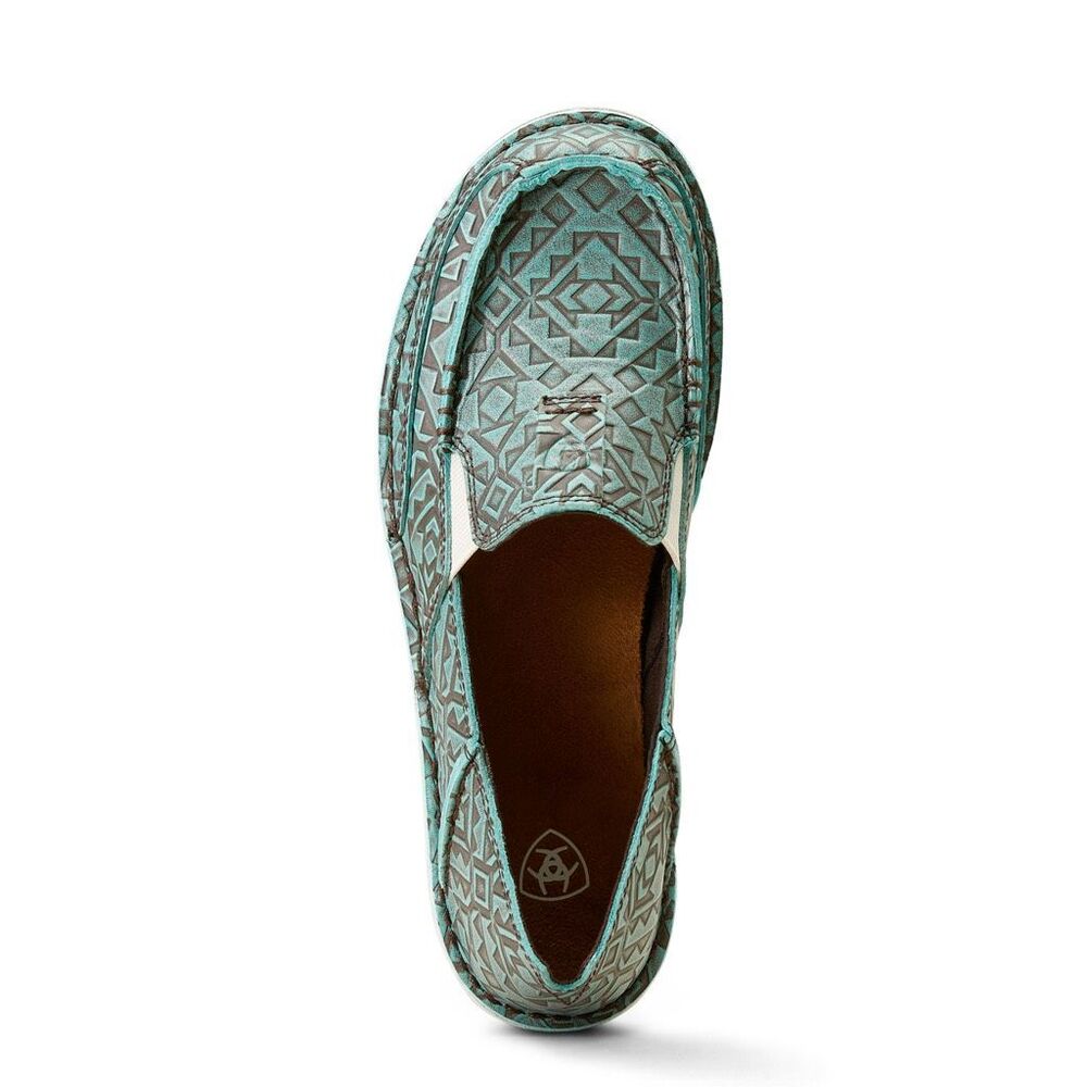 Ariat Turquoise Blanket Emboss Cruiser Moc Toe Slip On Womens 7 NWT